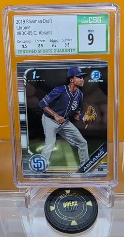 CJ Abrams 2019 Bowman Chrome Draft 1st #BDC-85 CSG Graded 9 Washington Nationals