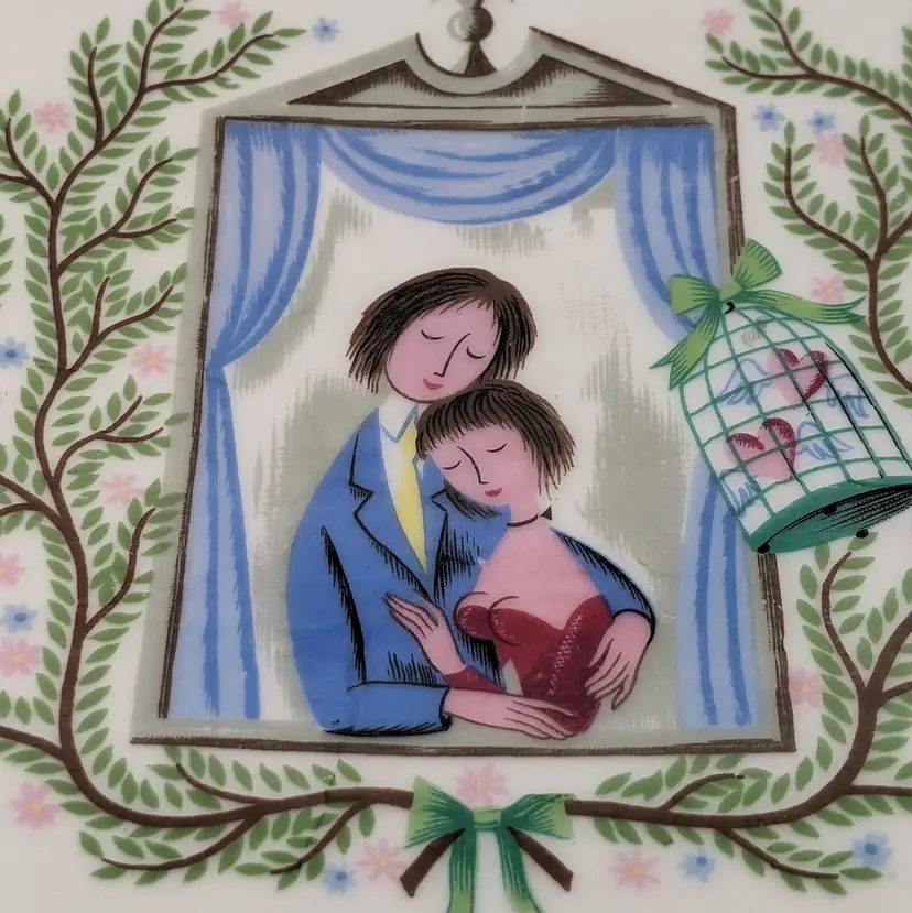 Vintage Rosenthal Porcelain Raymond Peynet The Lovers Trinket Dish Tray Germany