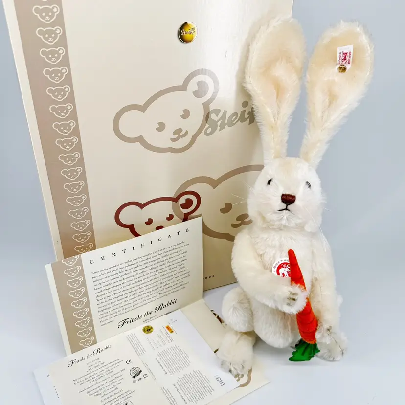 Steiff Fritzle Rabbit Musical Mohair Plush Germany 2007 - SEE VIDEO / FREE USA SHIPPING
