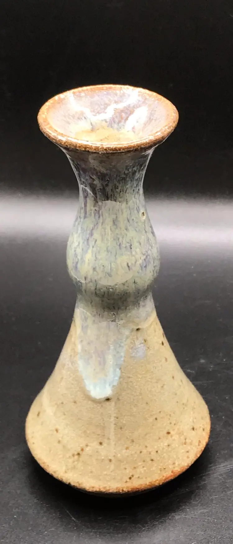 Artisan signed glazed bud vase 5"
