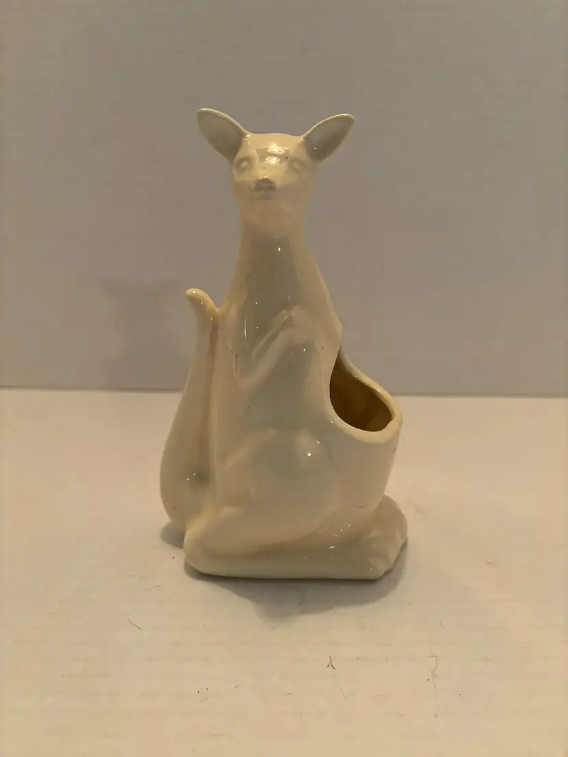Vintage White Ceramic Kangaroo Planter