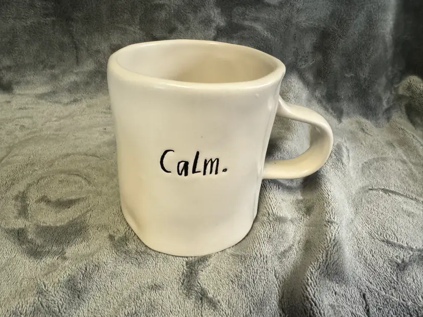 Rae Dunn Magenta Artisan Collection “Calm” Coffee Mug Tea Cup Ceramic White