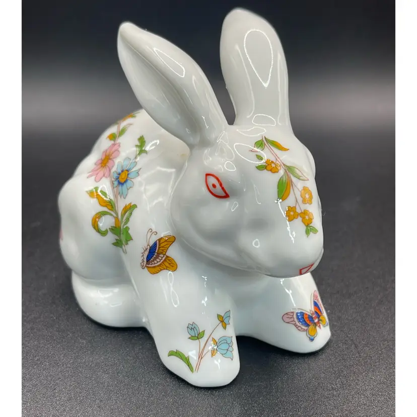 Vintage Porcelain Rabbit Shaped Cotton Ball Holder