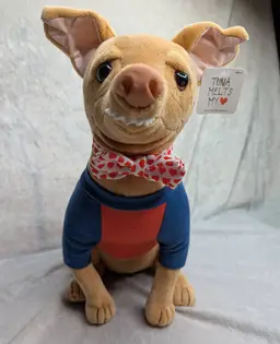 Tuna Melts My Heart Chiweenie Dog 12 inch Plush Underdog Overbite Bowtie Hearts