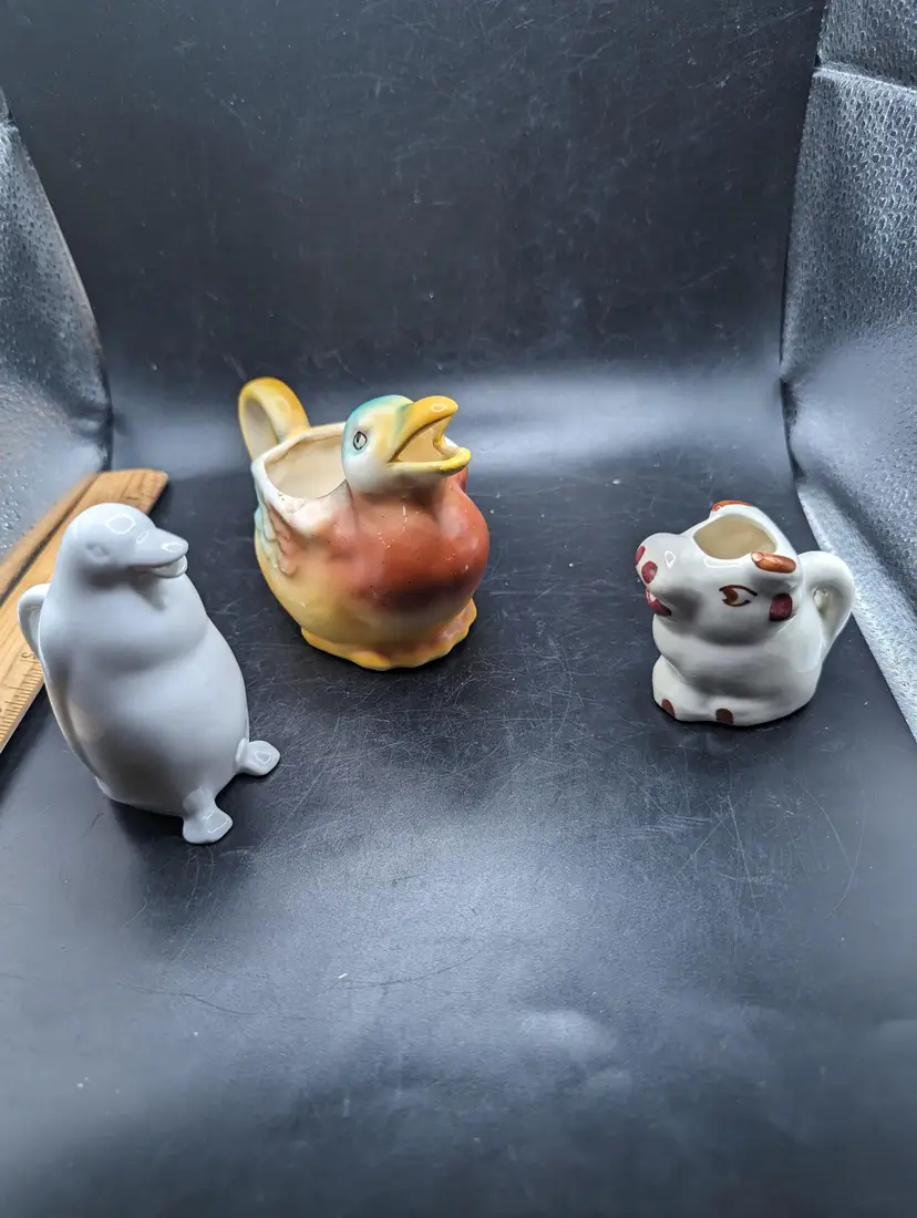 Vintage Ceramic Animal Creamer Set - Duck, Penguin, Pig Various Makers