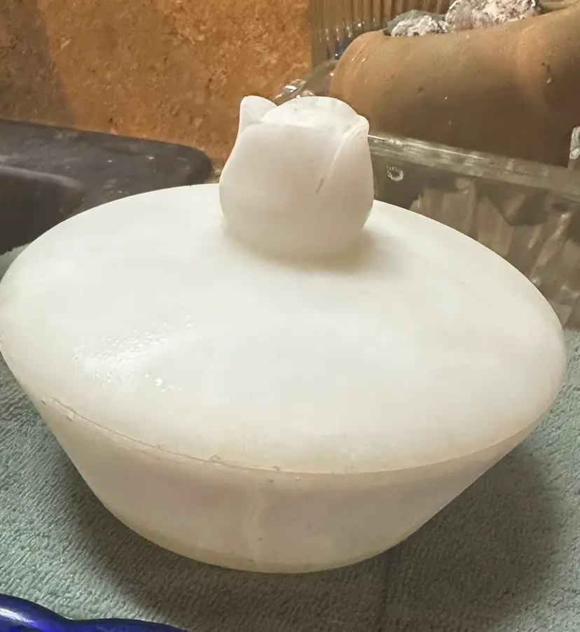 Vintage White Onyx Alabaster Trinket Box with Lid