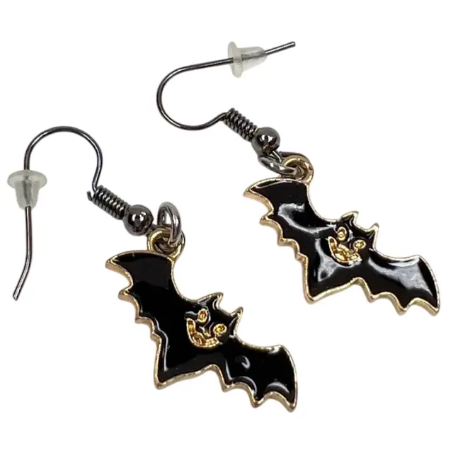 Enamel🦇 Bat Earrings. Great For Halloween. Handmade by me! 🫶 1-1/2” drop length
