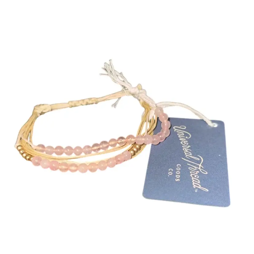 Universal Thread Genuine Stone Rose Quartz Bracelet New