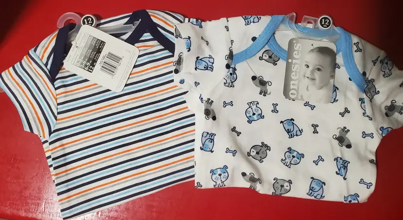 2 NEW Boys onesies from Wal-Mart Size 12 Months
