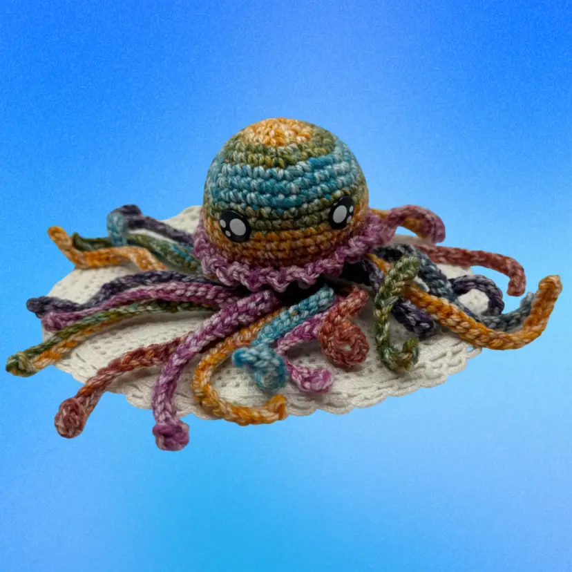 Plush Crocheted Jelly Fish With Safety Eye Buttons