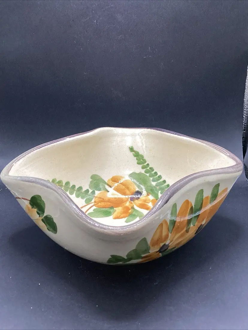 Hand Made In Finland Beautiful Hand Painted Pottery Bowl