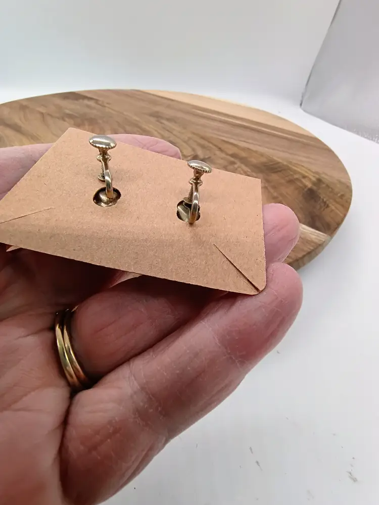 Antique 1920's Czech Bohemian Art Deco Rhinestone Earrings Screw Back Gold Tone