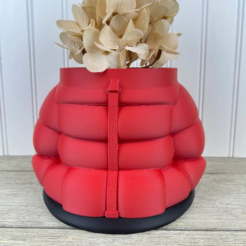 Quirky Puffy Jacket Planter Pot, Inflated Jacket Flower Pot, 3D Printed Planter, Fun Unique Deign, Multiple Colors Available