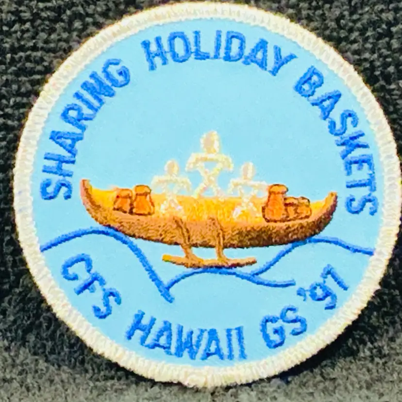 Vintage Scouting Fun Patch: Sharing Holiday Baskets CFT Hawaii GS 97