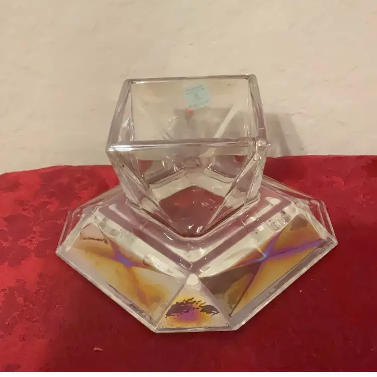 PartyLite Iridescent Reversible Quad Prism Pedestal Candle Holder