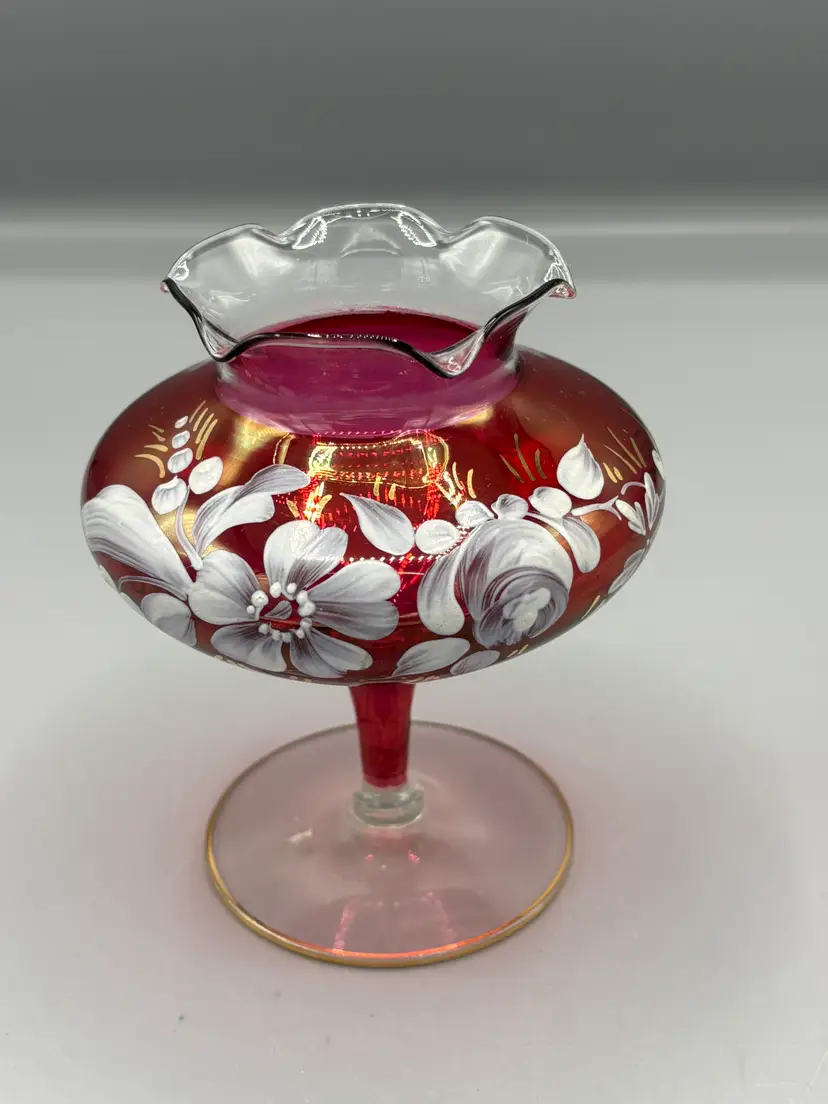 Vintage Czech Bohemian red crystal vase
