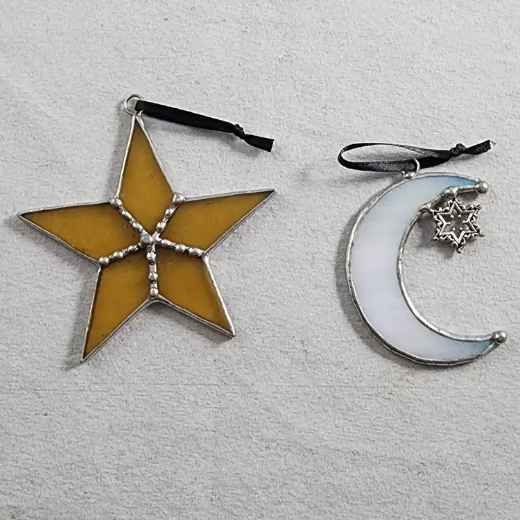 Stained Glass Suncatcher Ornaments - Moon and Star