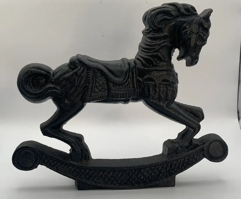 VTG Cast Iron Rocking Horse Door Stop 1990s Artmark Brand. Heavy