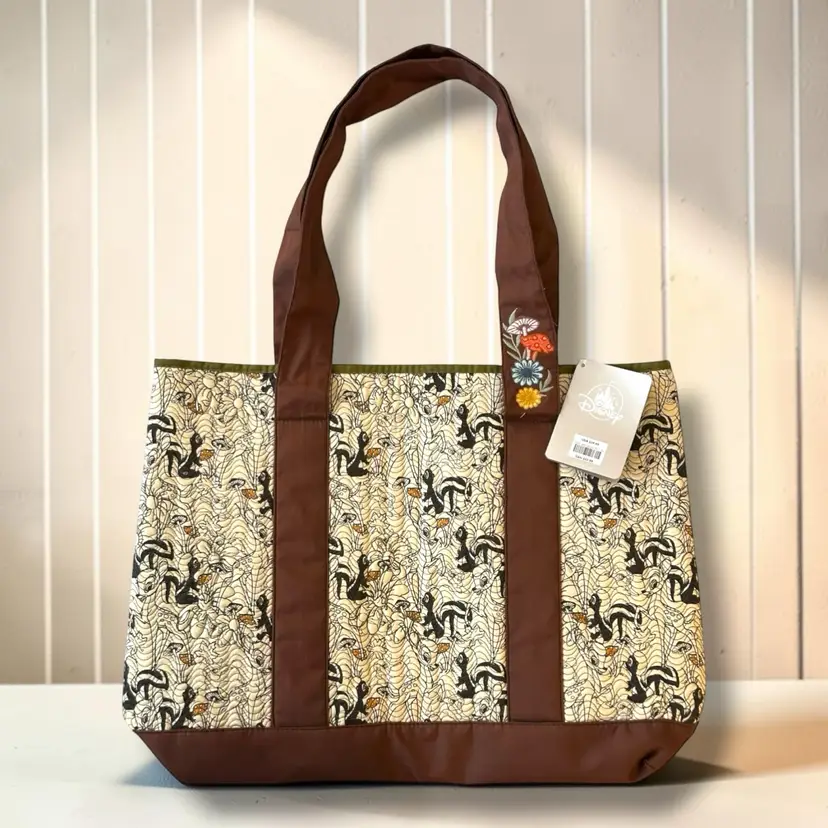 Disney Parks Quilted Bambi Tote Bag Flower Thumper Mushrooms CottageCore NEW