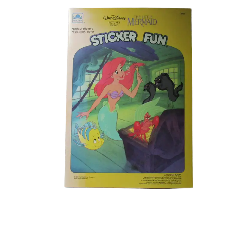 Vintage 1989 Disney The Little Mermaid Golden Sticker Fun Book