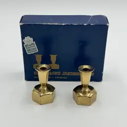 Hans Agne Jakobsson Candlestick Sweden Vintage 1960’s Two Brass Candle Holders L125
