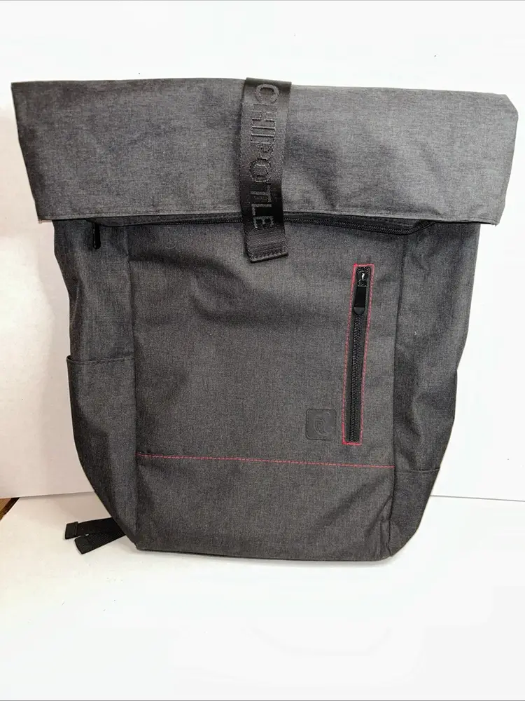 Chipotle Fold Top Backpack Charcoal Gray Laptop Sleeve Company Merch