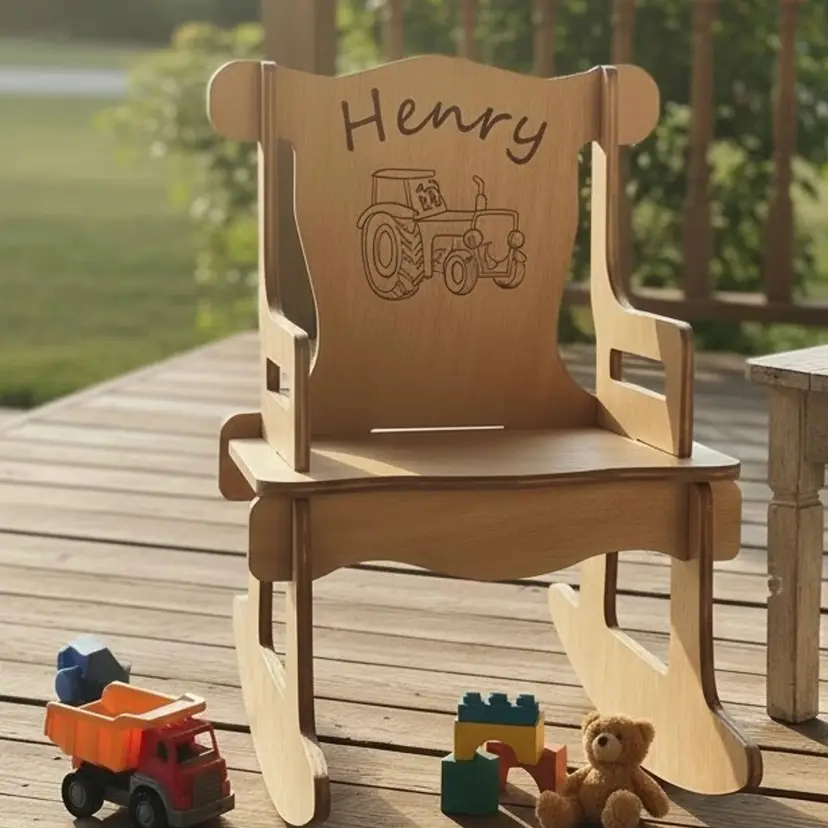 Personalized Engraved Child / Toddler 23" Rocking Chair - Puzzle Design