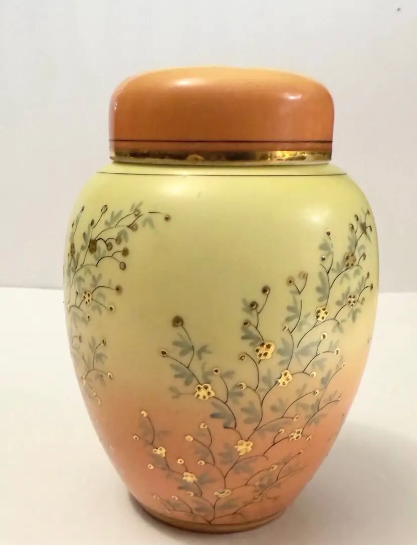 Vintage Handpainted Potpourri/Ginger Jar Ombre Glass With Slotted Lid