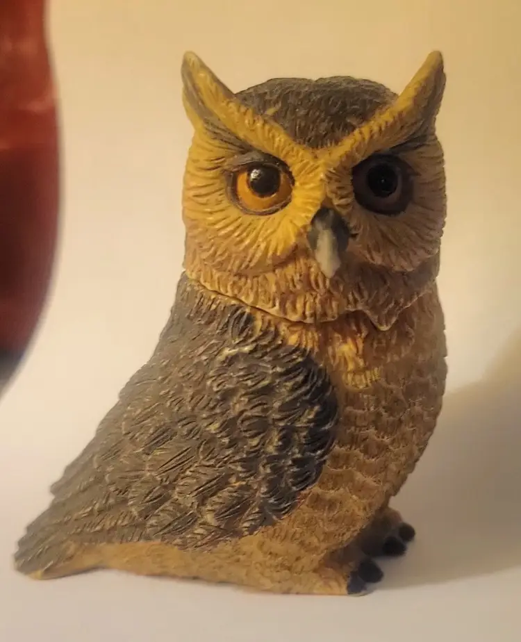 2005 Harmony Ball Pot Belly's Great Horn Owl Trinket Box