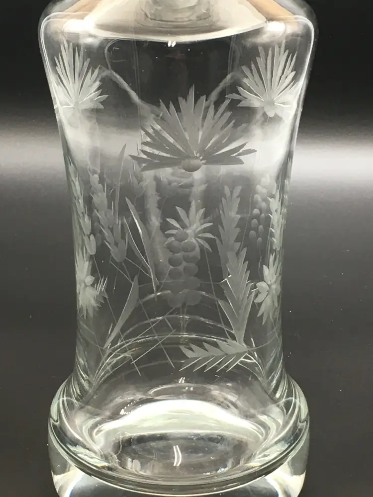 Vintage MCM Summerfield Liquor Wine Decanter by Leonard Silver Etched Floral