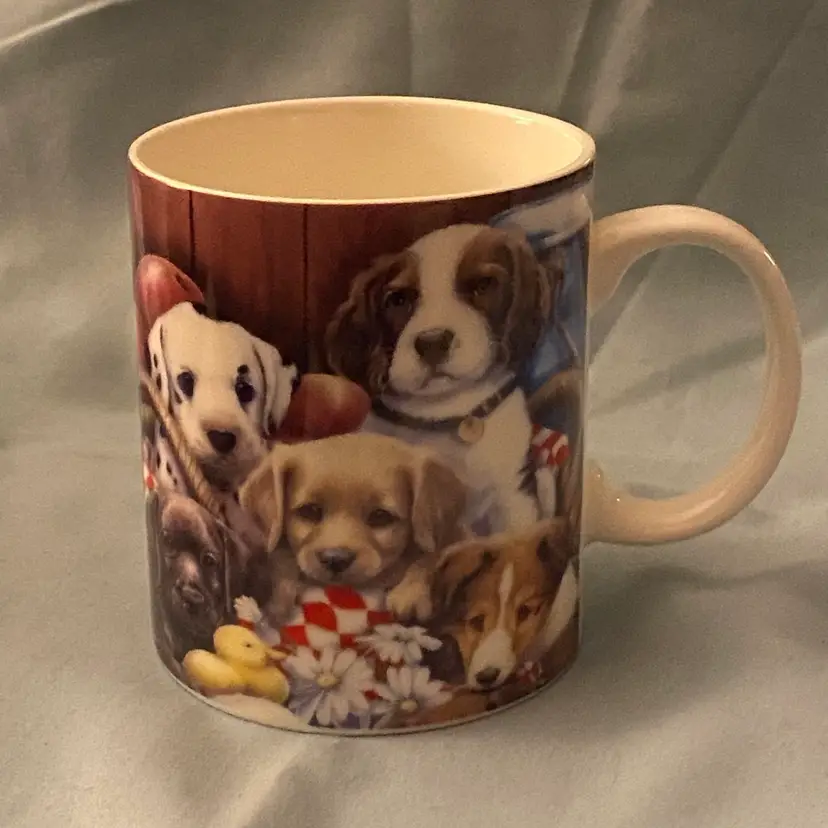 Burton + Burton Ceramic Coffee Cup Mug Dogs Dog Print Allover 3.75” H Tall