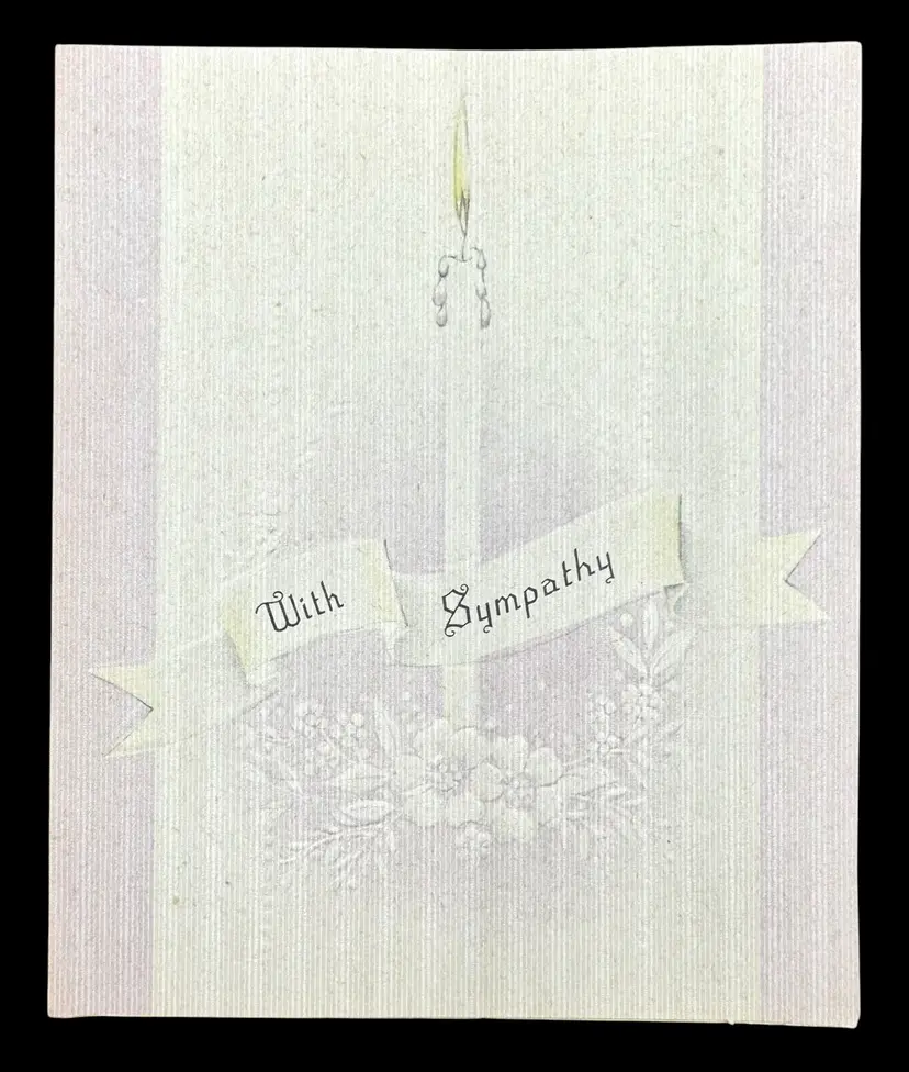Vintage Sympathy Greeting Card USA Bereavement Funeral Candle Lavender Purple
