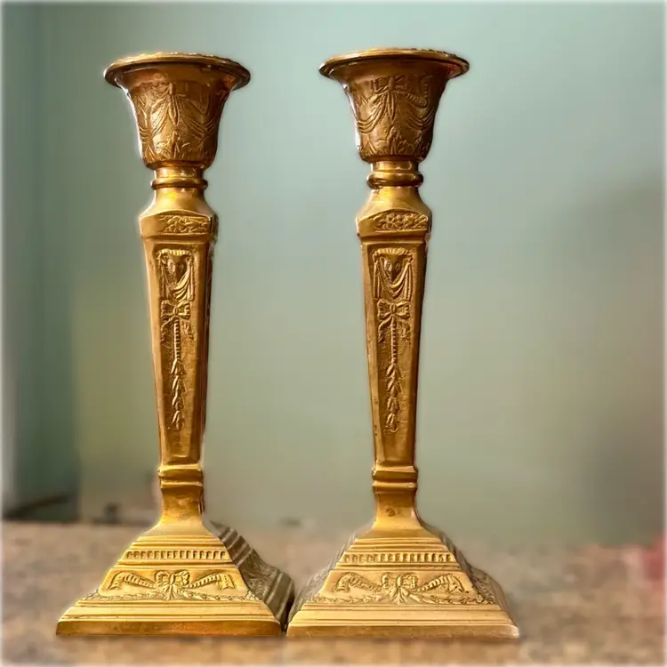 Vintage Andrea by Sadek Brass Taper Candlestick Candleholders