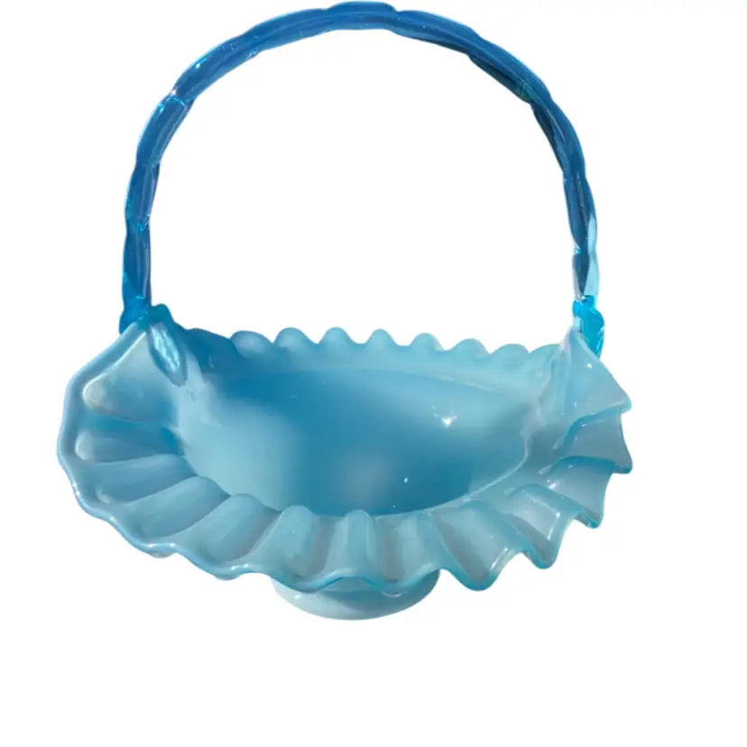 Fenton Blue Opalescent Basket