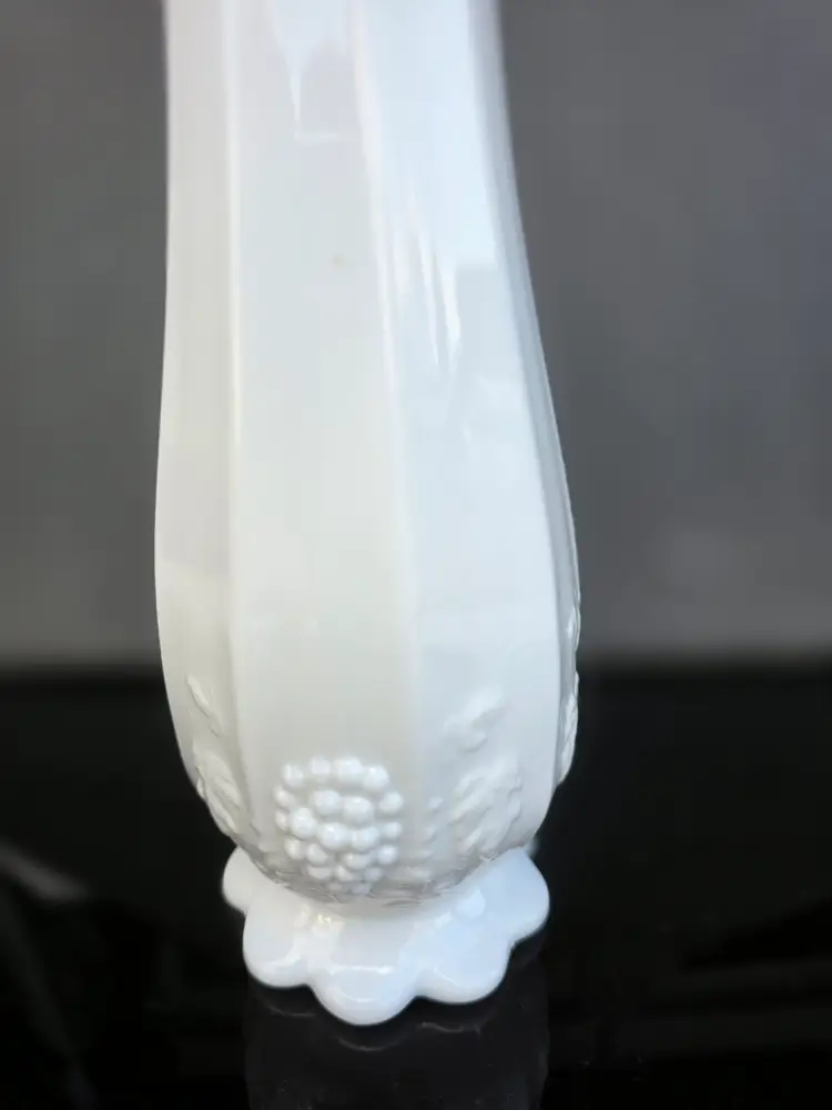 Westmoreland milk Glass paneled and grape swung vase