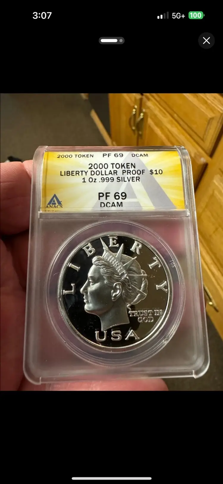2000 Token Liberty Dollar Proof $10 1 OZ .999 Silver PF 69 DCAM