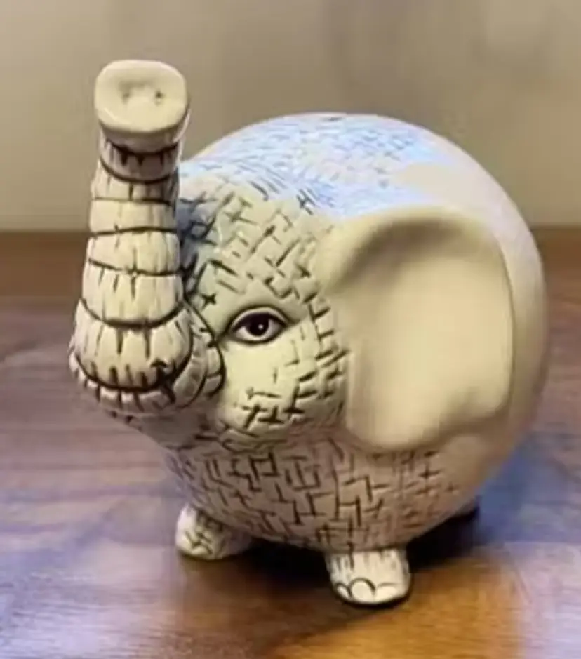 Ceramic Elephant Coin Bank