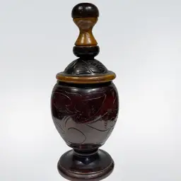 Hand Turned & Carved Goodness! Beautiful! Ovoid Body- Pedestal- Lid 9.5”