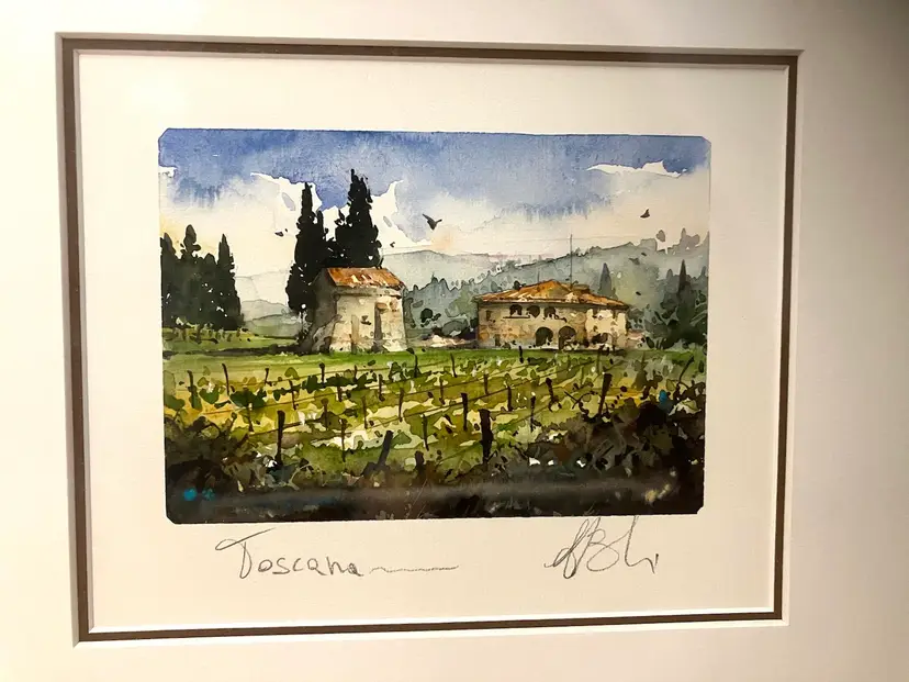 BIN - Watercolor Painting Tuscany Italy Signed. #2