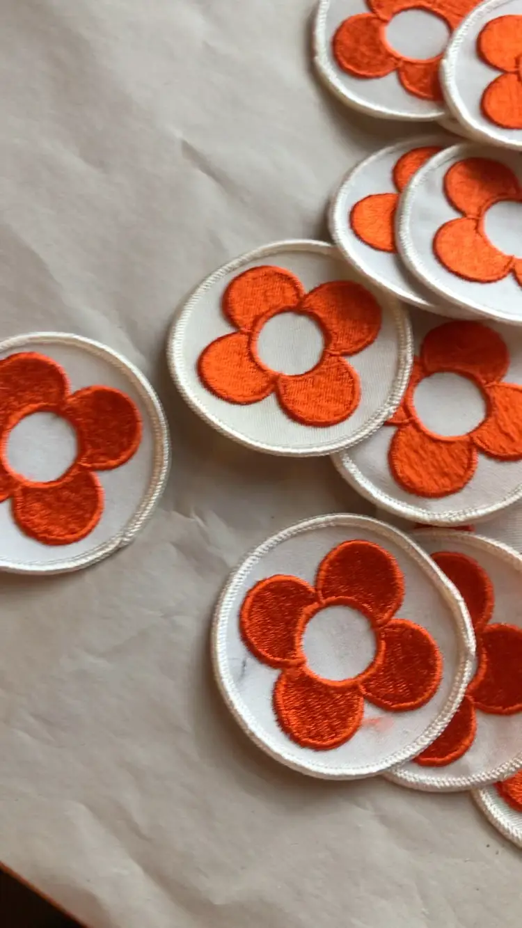 Orange Flower Patches 2.5” Diam. Approx. 90