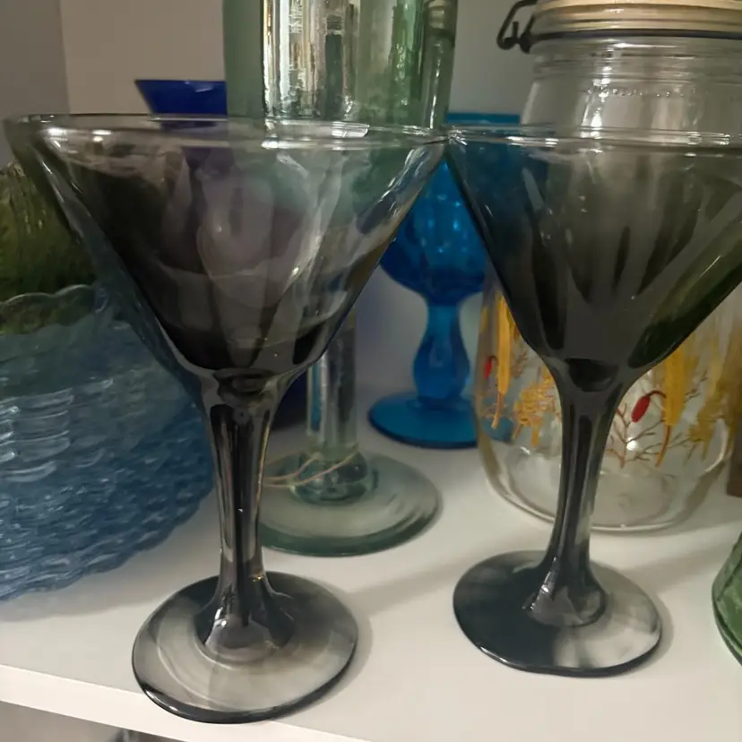 Stunning Hand Blown Martini Glasses-2