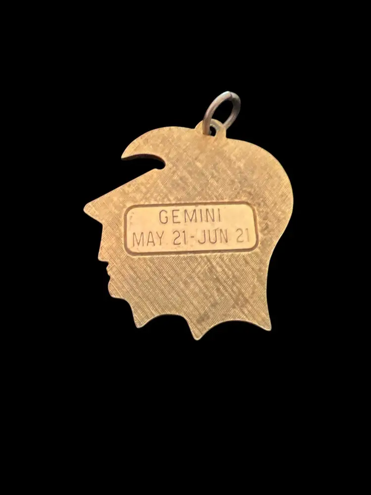 Vintage Gemini May 21 -June 21  Horoscope Astrological Sign Necklace Pendant #of-c