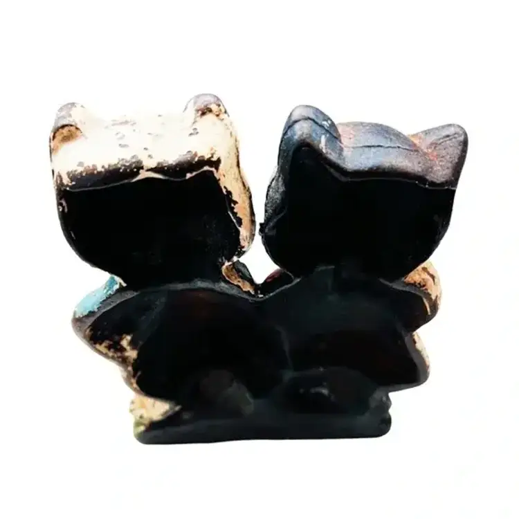Antique Twin Cat Kittens Cast Iron Doorstop