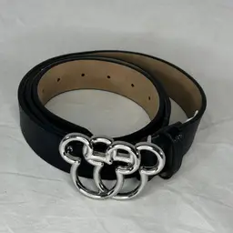 Disney Mickey Mouse Belt Black Silver Buckle Women's Fashion Belt