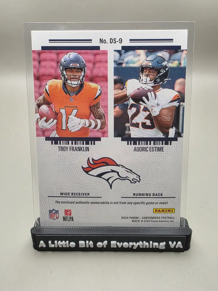 Audric Estime / Troy Franklin MEM 2024 Panini Contenders - Rookie Ticket Dual Swatches