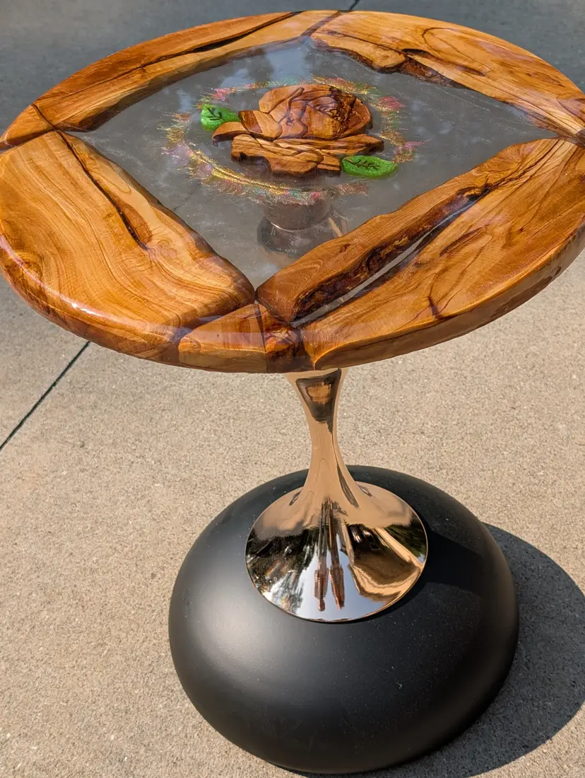 Olive wood and epoxy resin end table