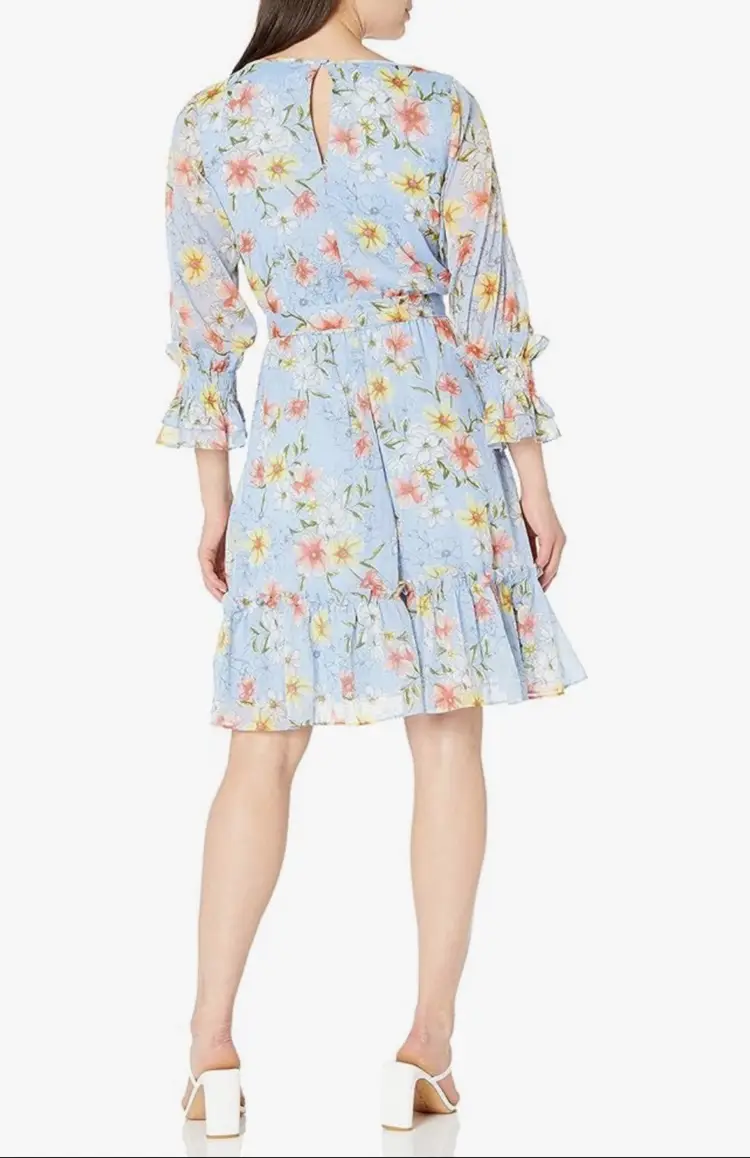 Calvin Klein Women’s Flutter Hem Dress With Keyhole Neckline 18W NWT 