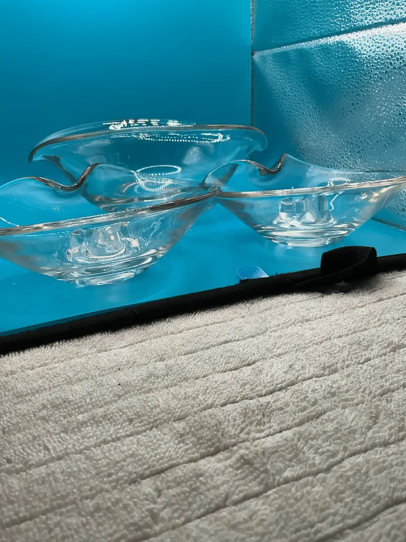 Vintage Art Glass Centerpiece Bowl and Candle Holder Set