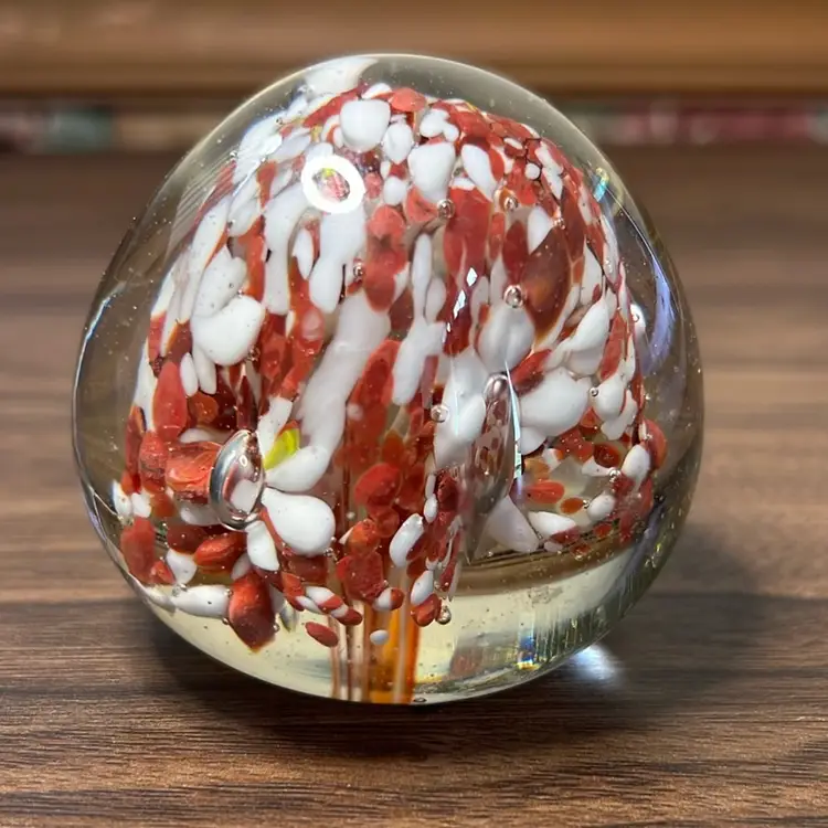 Red/White But Of Yellow Paperweight