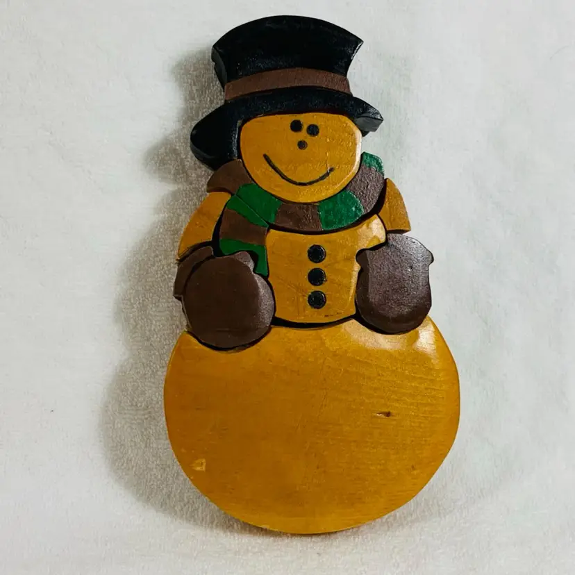 Artist Signed 1994 Wooden Snowman
